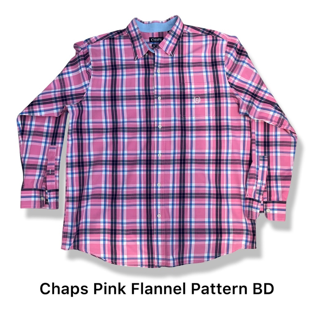 Chaps Flannel Pattern Button Down Xl Pink / Blue … - image 1